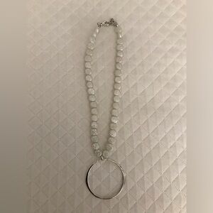 Elegant Silver Necklace with White Beads